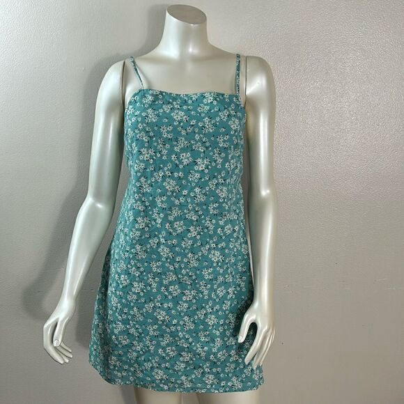 AMERICAN EAGLE OUTFITTERS linen blend summer dress size medium back tie floral - Picture 2 of 11